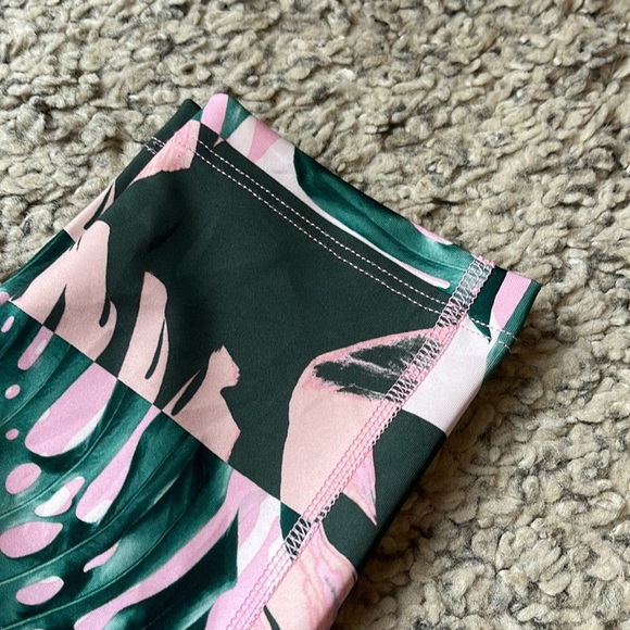 NIKE Fast Crop Running Tights, Pink and Green Botanical Print, S - Picture 6 of 13